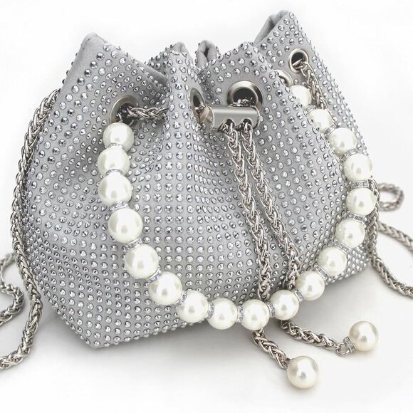 Silver Rhinestone Clutch Purse - Sparkly Silver Crystal Purse - Rhinestone Clutc - Picture 8 of 9